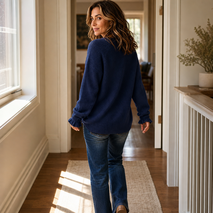 V Neck Ribbed Knit Pullover Sweater, Lily & Sam, image 6