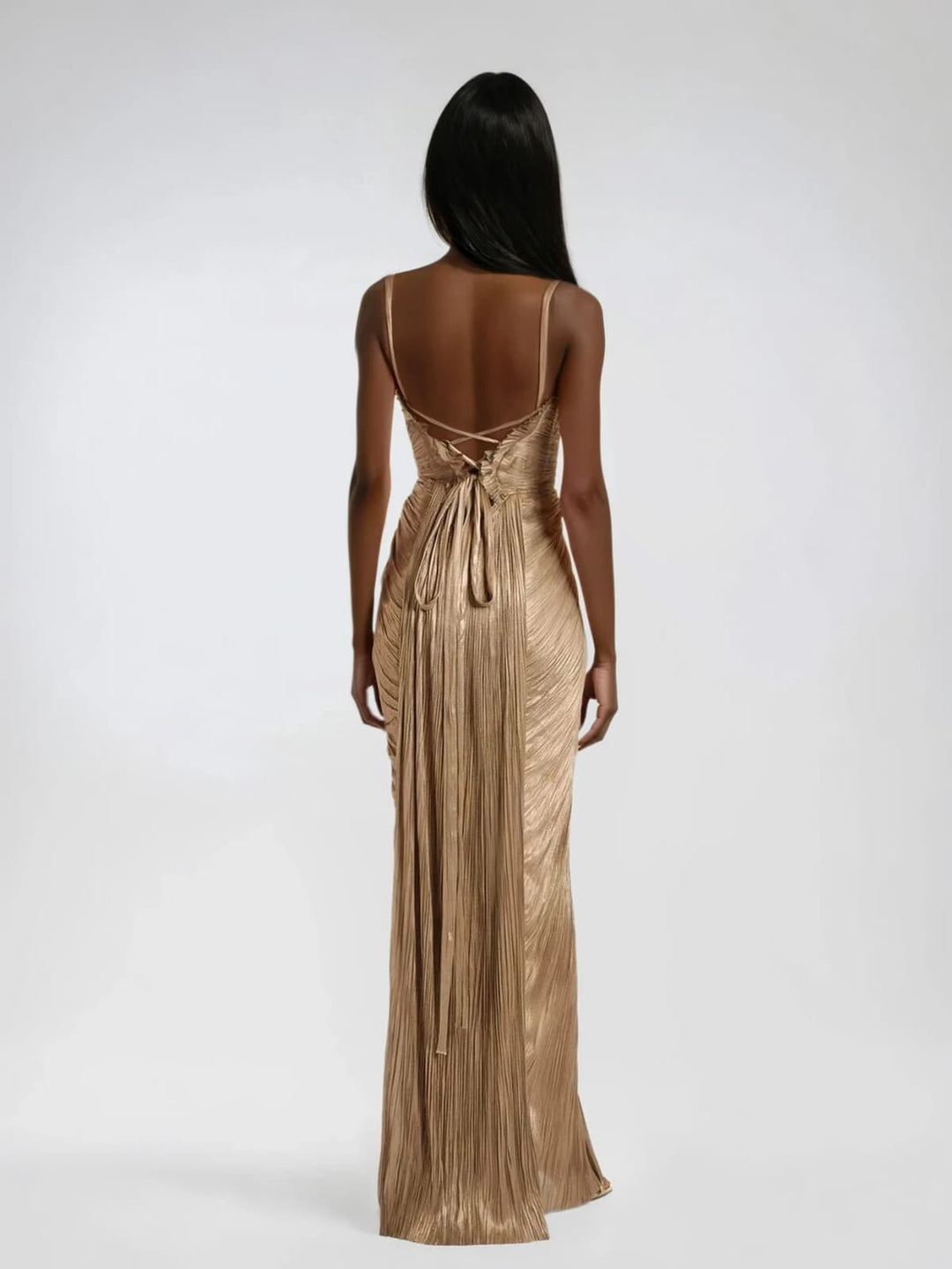 Pleated corset maxi dress with side slit, Lily & Sam, image 2