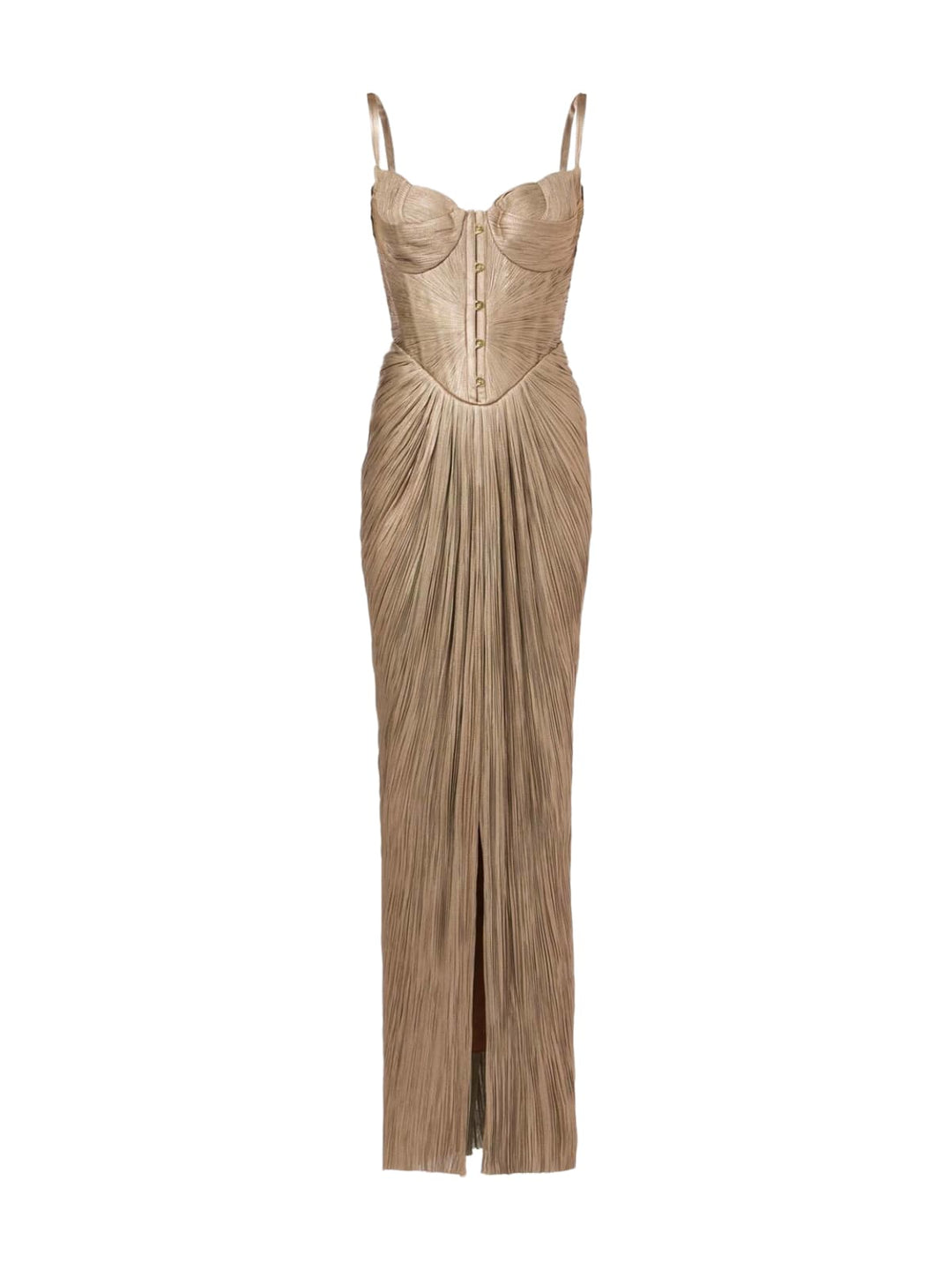 Pleated corset maxi dress with side slit, Lily & Sam, image 3