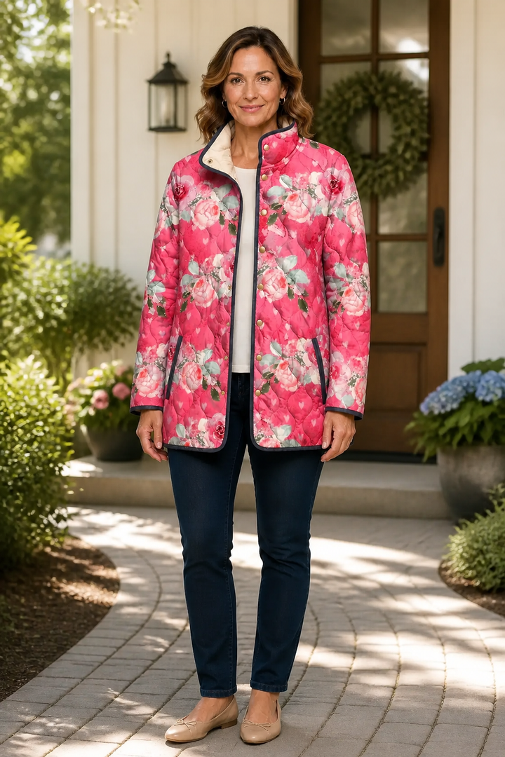 Floral Print Quilted Puffer Jacket, Lily & Sam, image 4