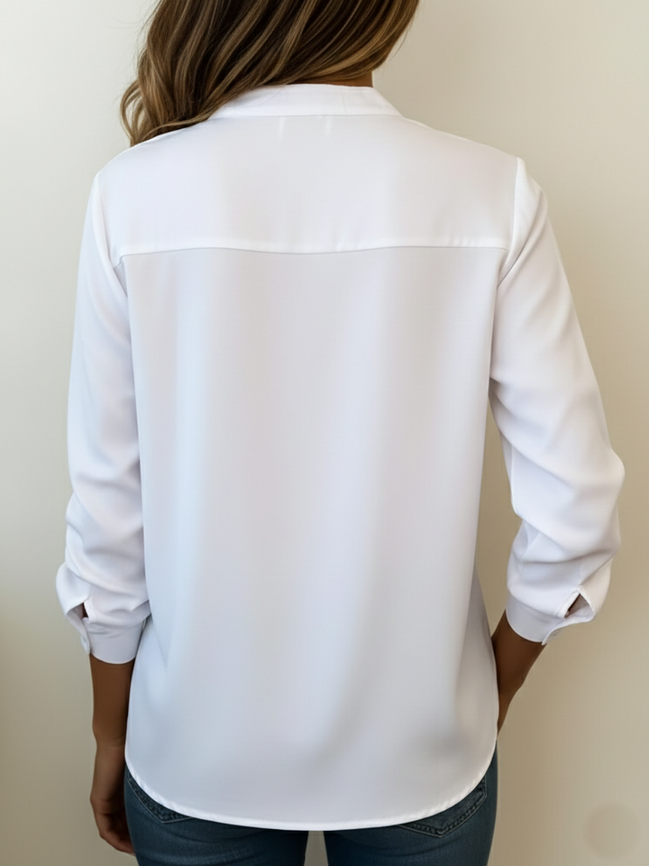 Minimalist V neck Cotton Shirt Top, Lily & Sam, image 3