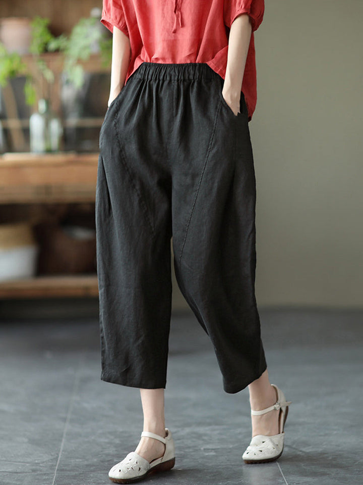 Casual Elastic waist Linen And Cotton Trousers, Lily & Sam, image 6
