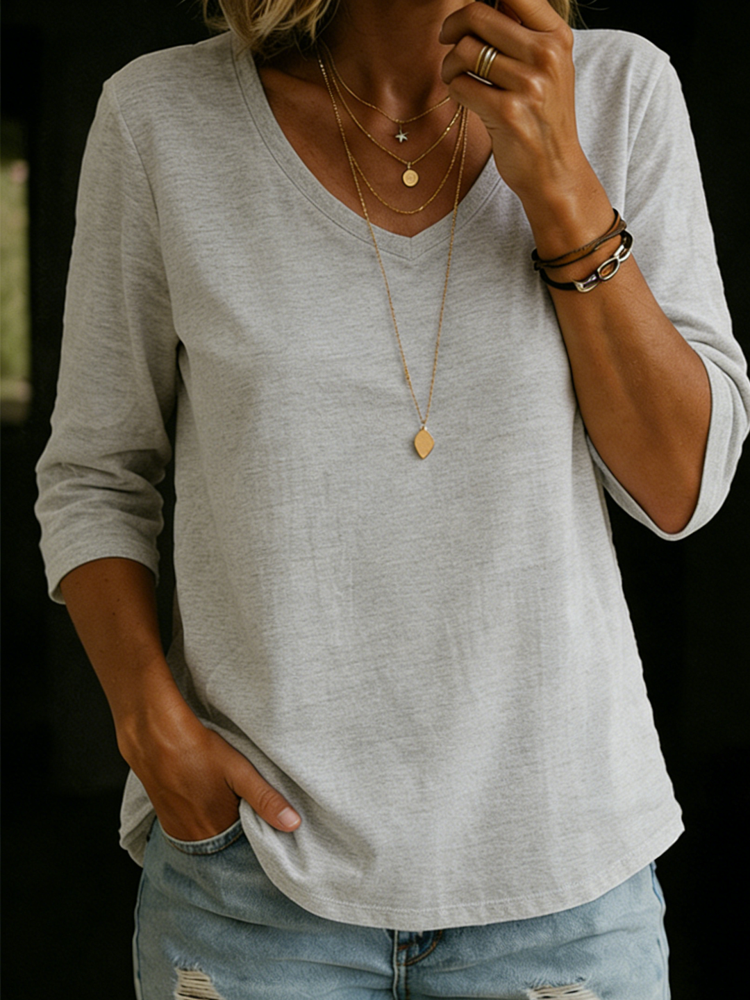Cozy Casual Half sleeve Cotton T shirt, Lily & Sam, image 3