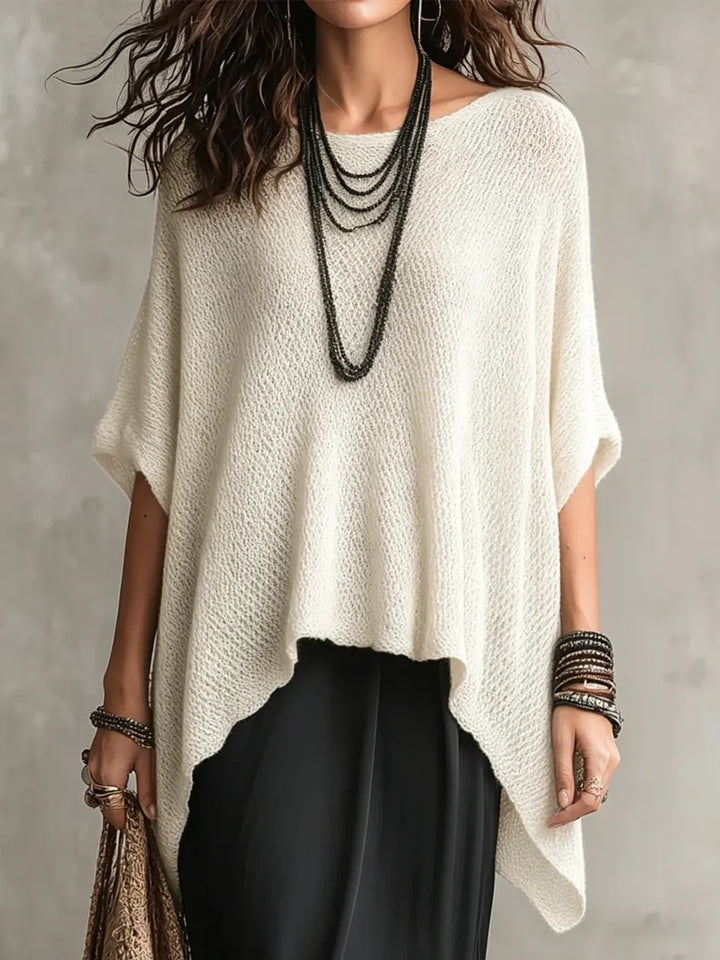 Women's Simple Oversized Knit Sweater With Asymmetrical Hem Design, Lily & Sam, image 2