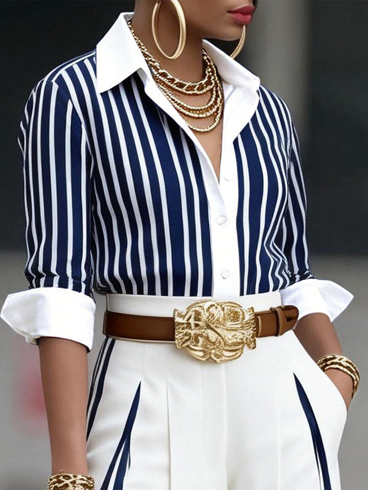 Artistic Striped Print Shirt, Lily & Sam, image 1