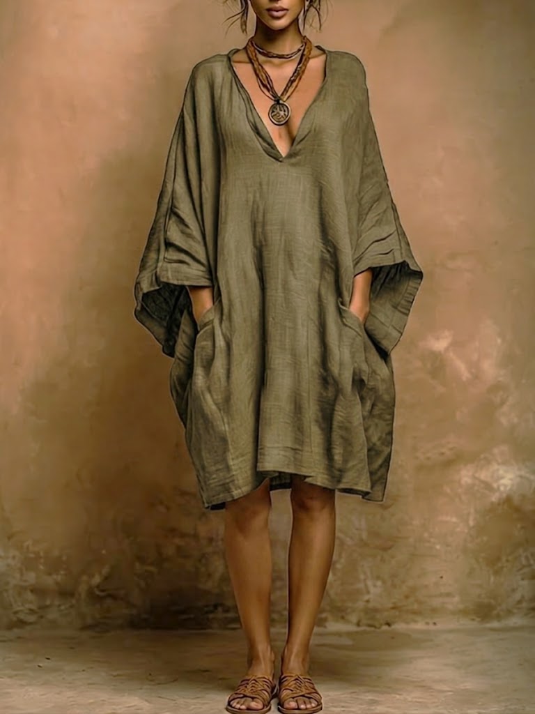 Loose Fit Casual Linen And Cotton Dress, Lily & Sam, image 5