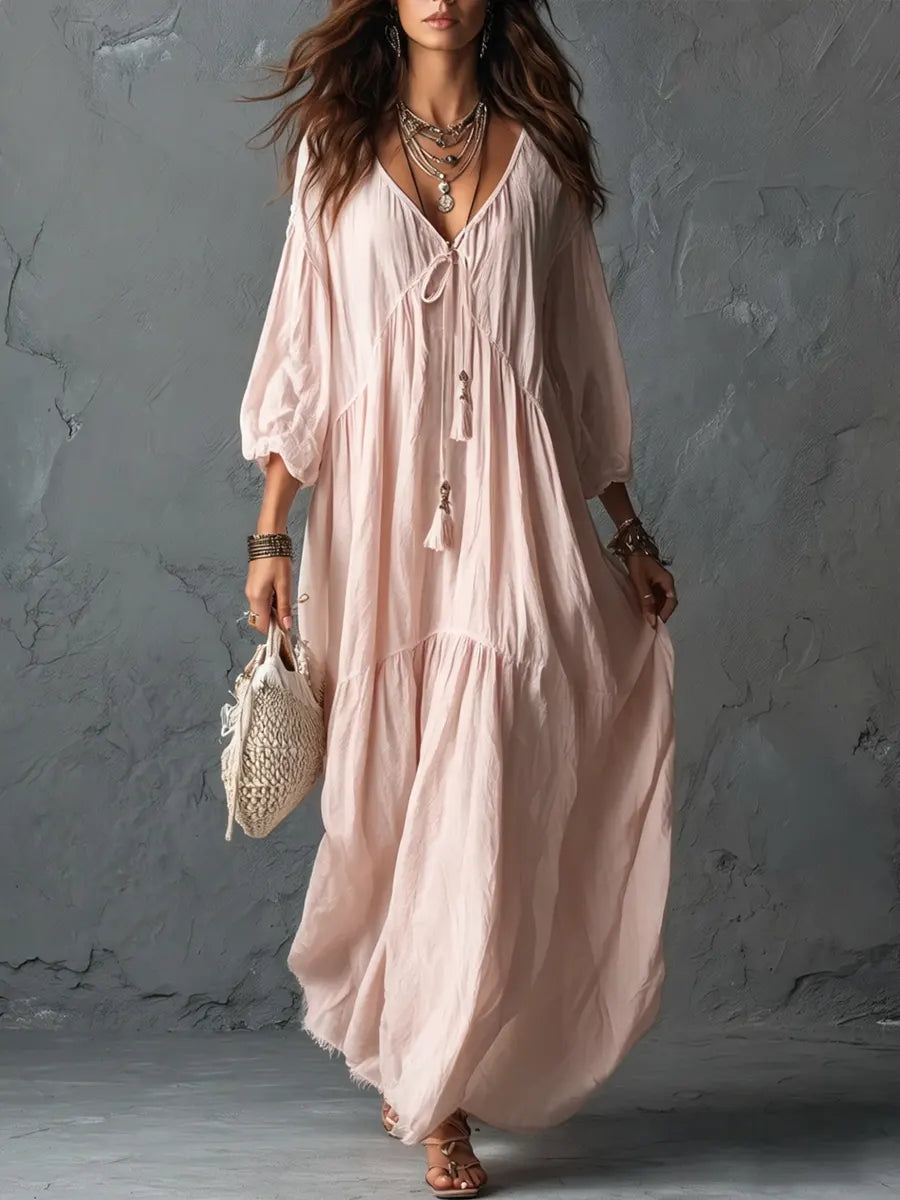 Women's Loose Bohemian Style Cotton Linen Long Dress, Lily & Sam, image 2