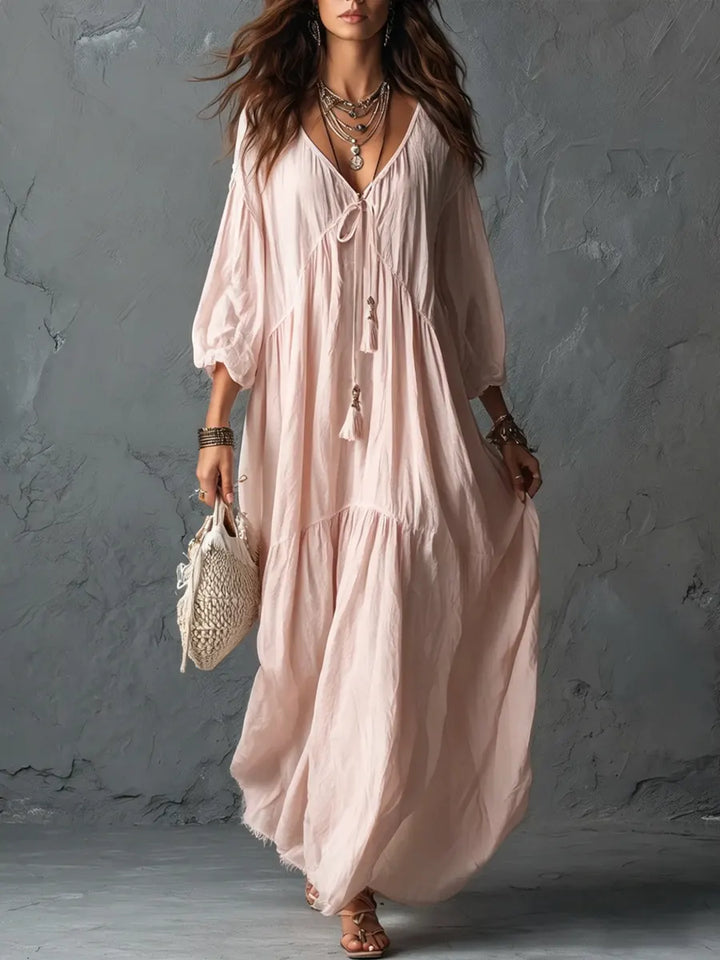 Women's Loose Bohemian Style Cotton Linen Long Dress, Lily & Sam, image 2