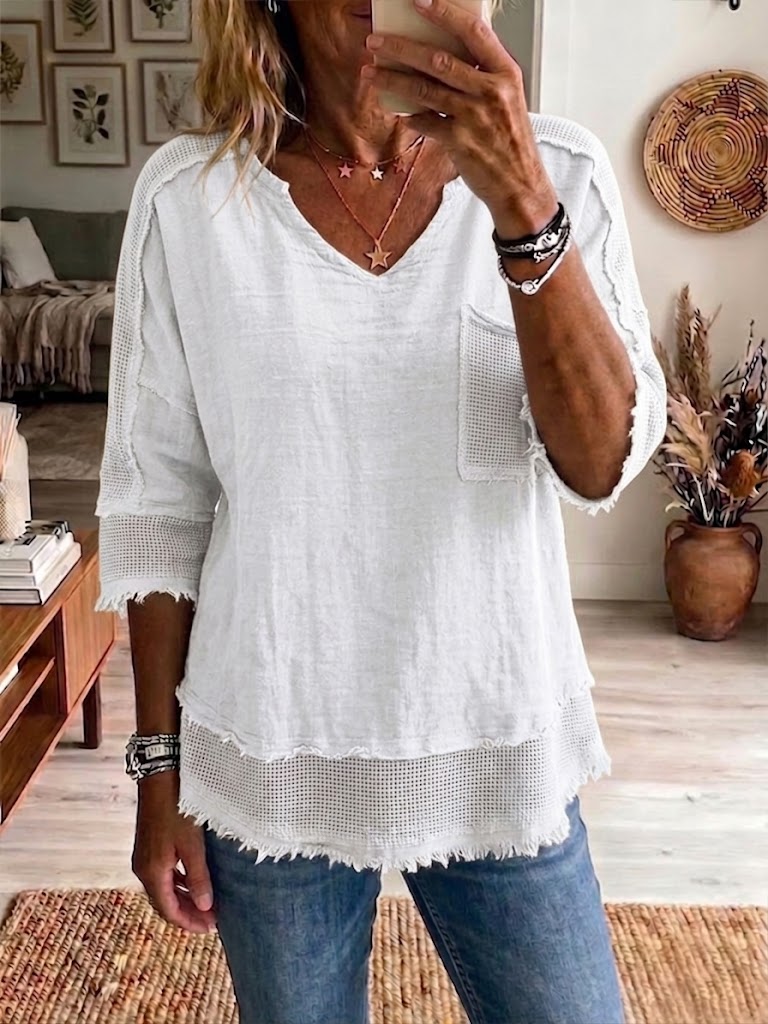Casual Color block Plaid Linen blend Top, Lily & Sam, image 1