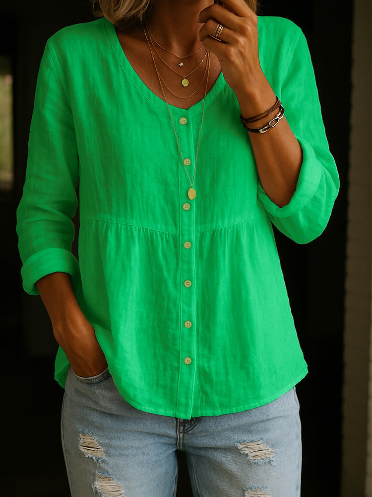 3/4 Sleeve Crew Neck Loose Hip Length Casual Blouse, Lily & Sam, image 5