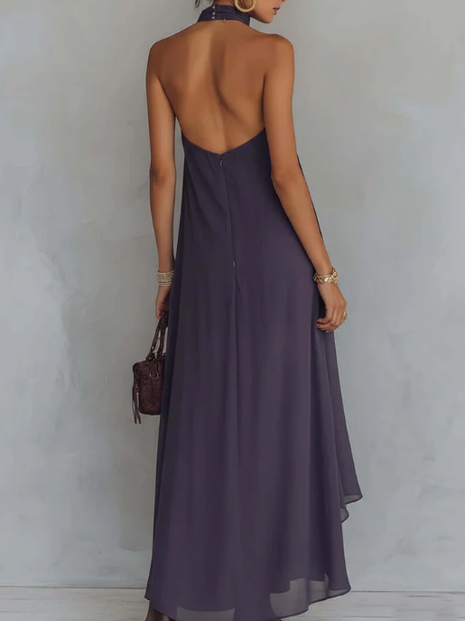 Retro Halter Neck Irregular Ruffle Maxi Dress, Lily & Sam, image 5