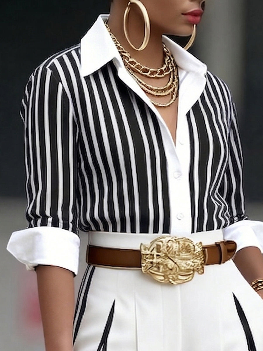 Artistic Striped Print Shirt, Lily & Sam, image 6