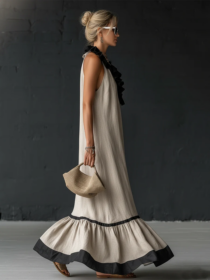 Romantic Ruffled Color blocked Maxi Dress, Lily & Sam, image 4