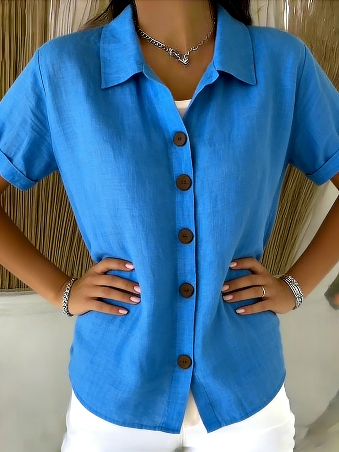 Casual Short Sleeve Summer Blouse, Lily & Sam, image 3