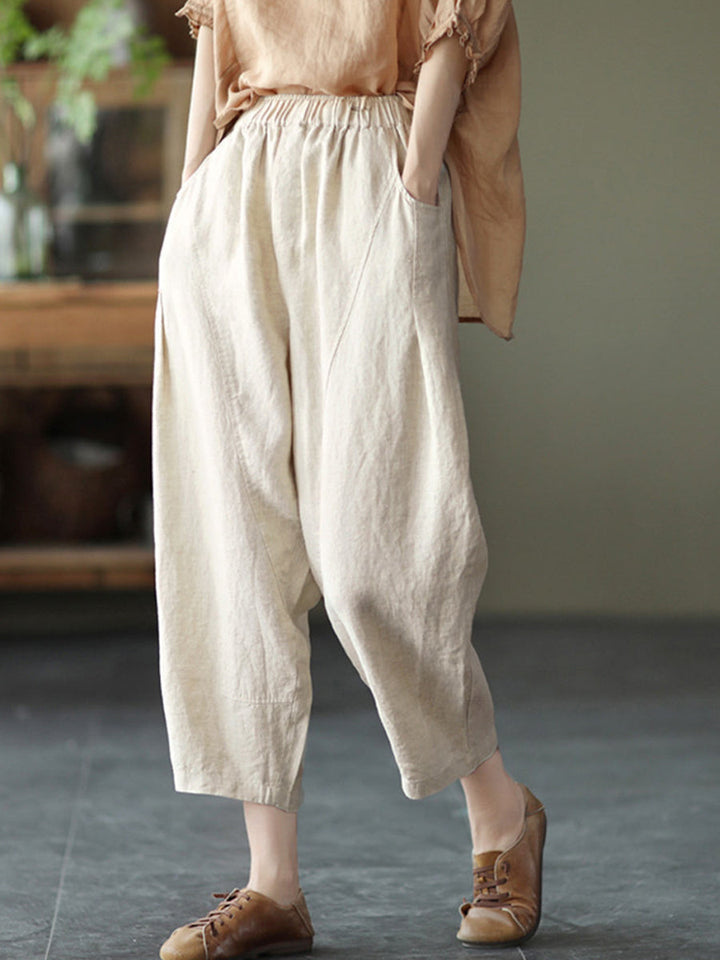 Casual Elastic waist Linen And Cotton Trousers, Lily & Sam, image 7