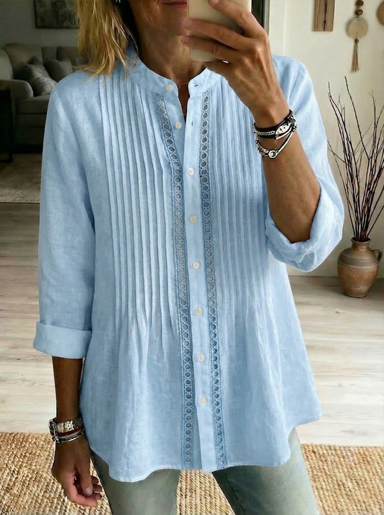Casual Pleated Linen And Cotton Shirt, Lily & Sam, image 2