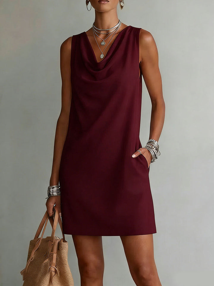 Draped neck Sleeveless Cotton Dress, Lily & Sam, image 5