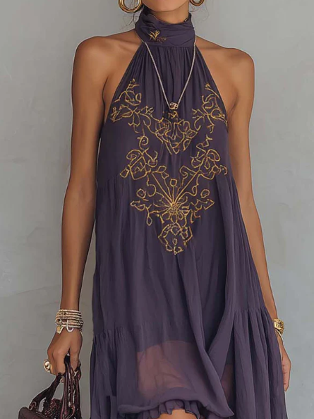 Retro Halter Neck Irregular Ruffle Maxi Dress, Lily & Sam, image 2