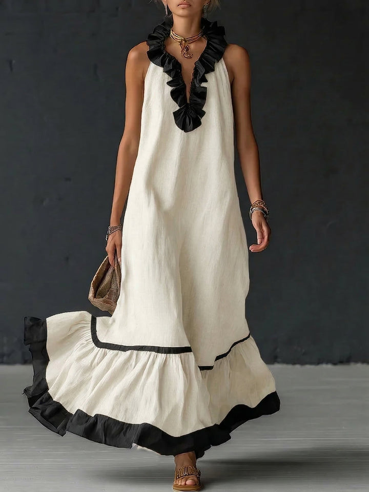 Romantic Ruffled Color blocked Maxi Dress, Lily & Sam, image 8
