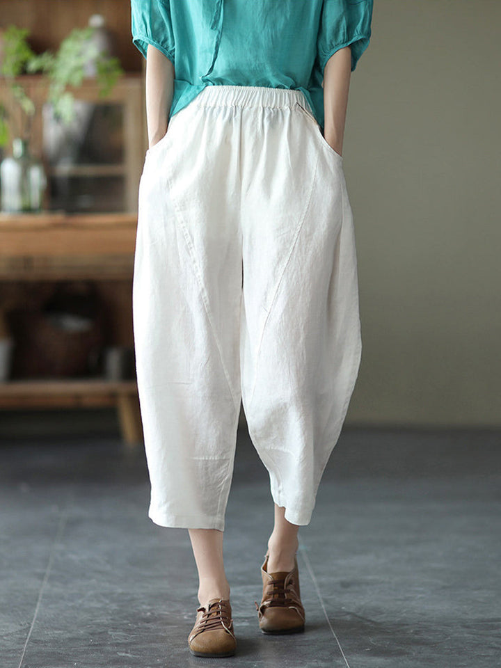Casual Elastic waist Linen And Cotton Trousers, Lily & Sam, image 5