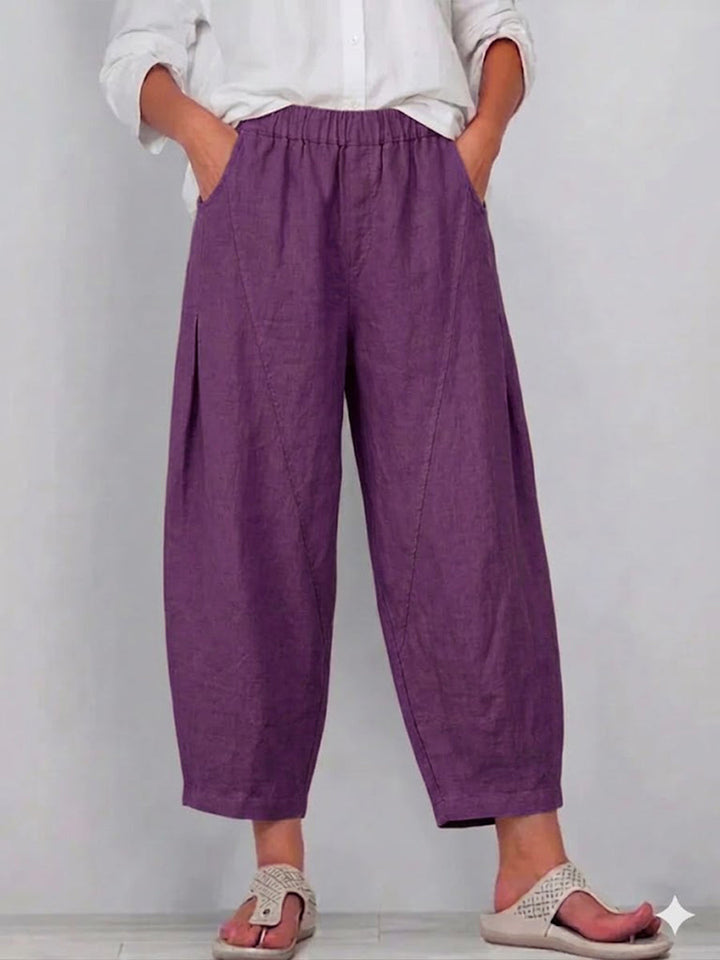 Casual Elastic waist Linen And Cotton Trousers, Lily & Sam, image 3