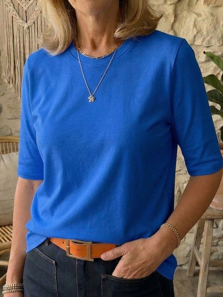 Cozy Minimalist Half sleeve Cotton T shirt, Lily & Sam, image 8
