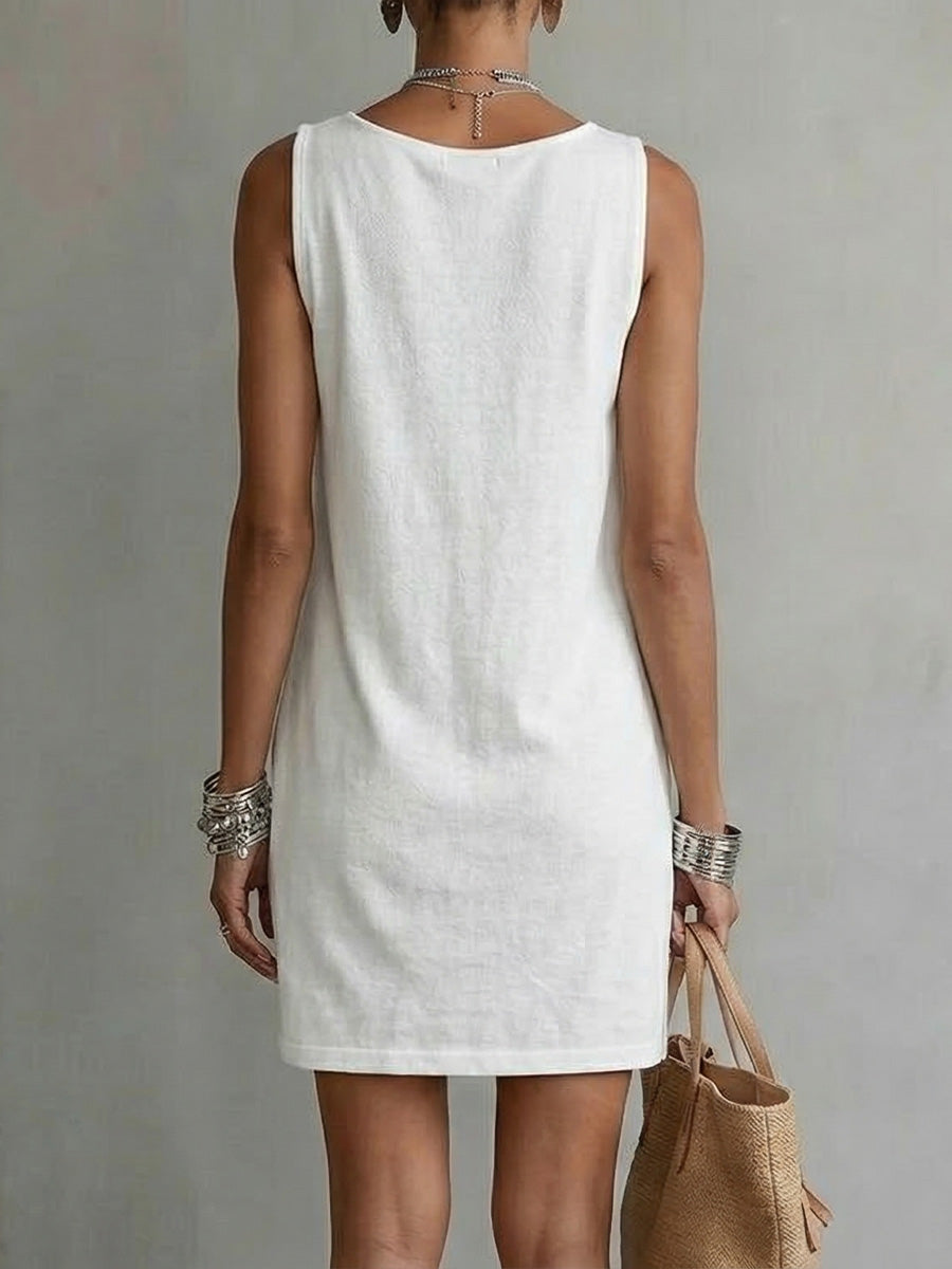 Draped neck Sleeveless Cotton Dress, Lily & Sam, image 3