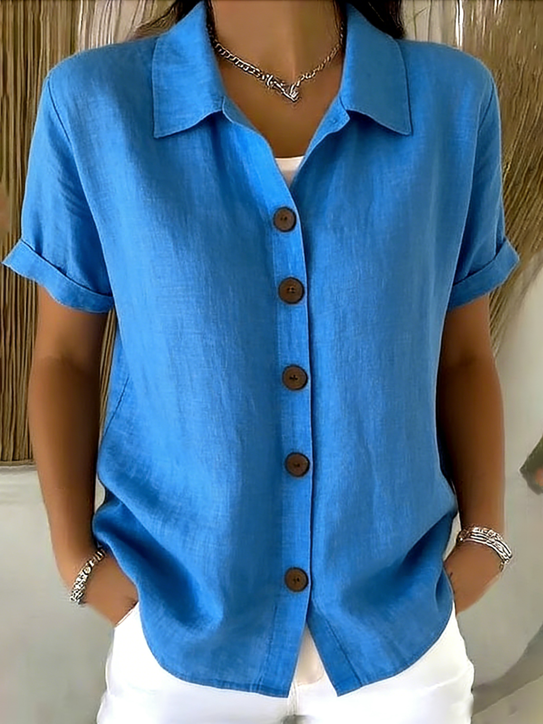 Casual Short Sleeve Summer Blouse, Lily & Sam, image 1