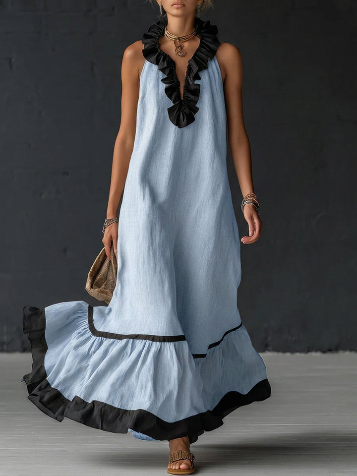 Romantic Ruffled Color blocked Maxi Dress, Lily & Sam, image 6