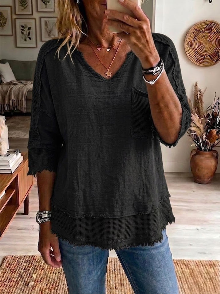 Casual Color block Plaid Linen blend Top, Lily & Sam, image 3