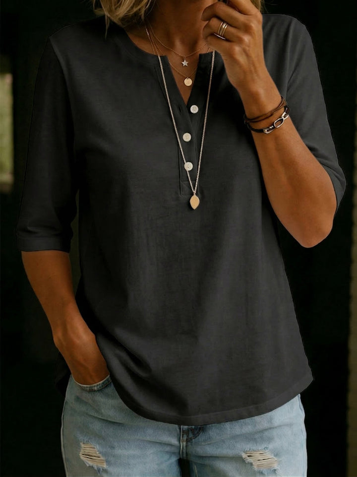 Classic Henley Collar Cotton T shirt, Lily & Sam, image 6