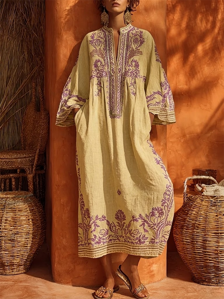 Bohemian Floral Print Cotton linen Maxi Dress, Lily & Sam, image 6