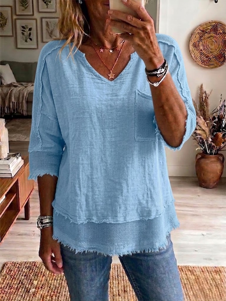 Casual Color block Plaid Linen blend Top, Lily & Sam, image 2