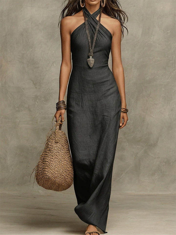 Stylish & Halter neck Cotton linen Maxi Dress, Lily & Sam, image 7