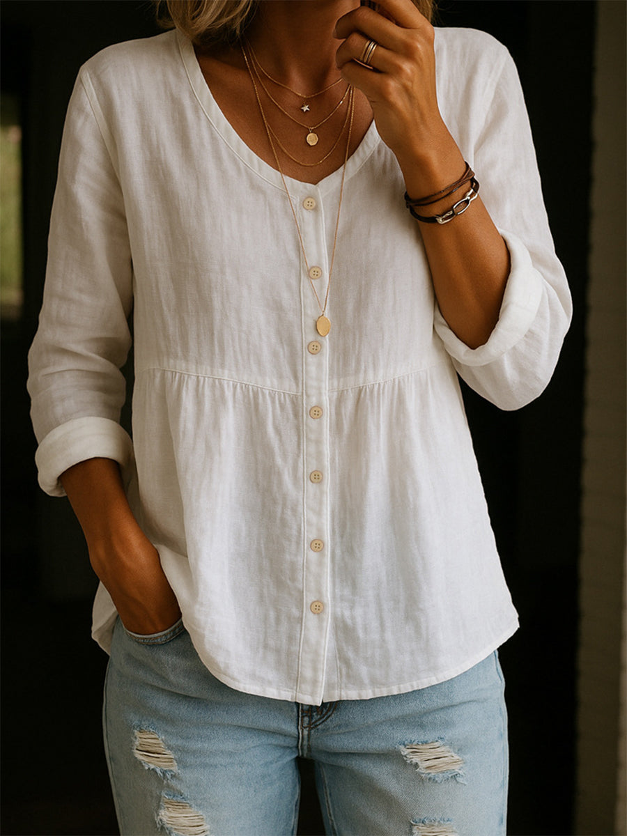 3/4 Sleeve Crew Neck Loose Hip Length Casual Blouse, Lily & Sam, image 4