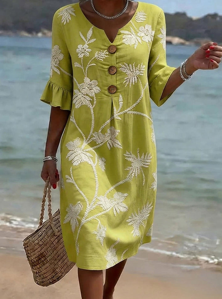 Women's Floral Print Casual Cotton Linen Dress, Lily & Sam, image 2