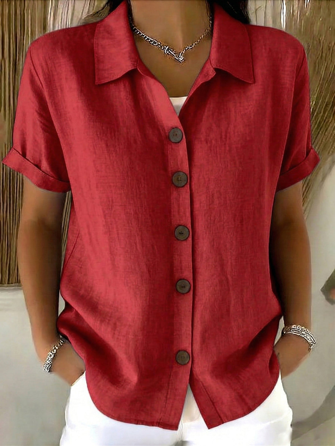 Casual Short Sleeve Summer Blouse, Lily & Sam, image 7