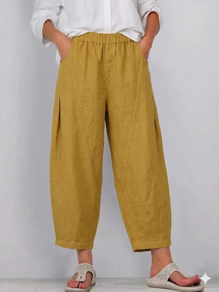 Casual Elastic waist Linen And Cotton Trousers, Lily & Sam, image 1