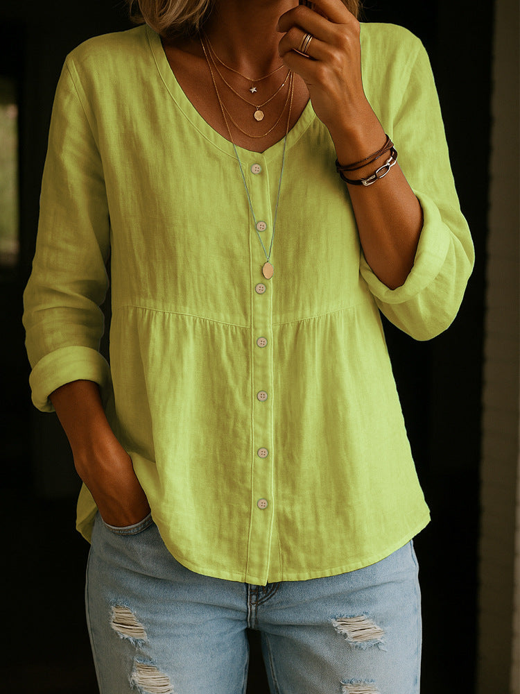 3/4 Sleeve Crew Neck Loose Hip Length Casual Blouse, Lily & Sam, image 6