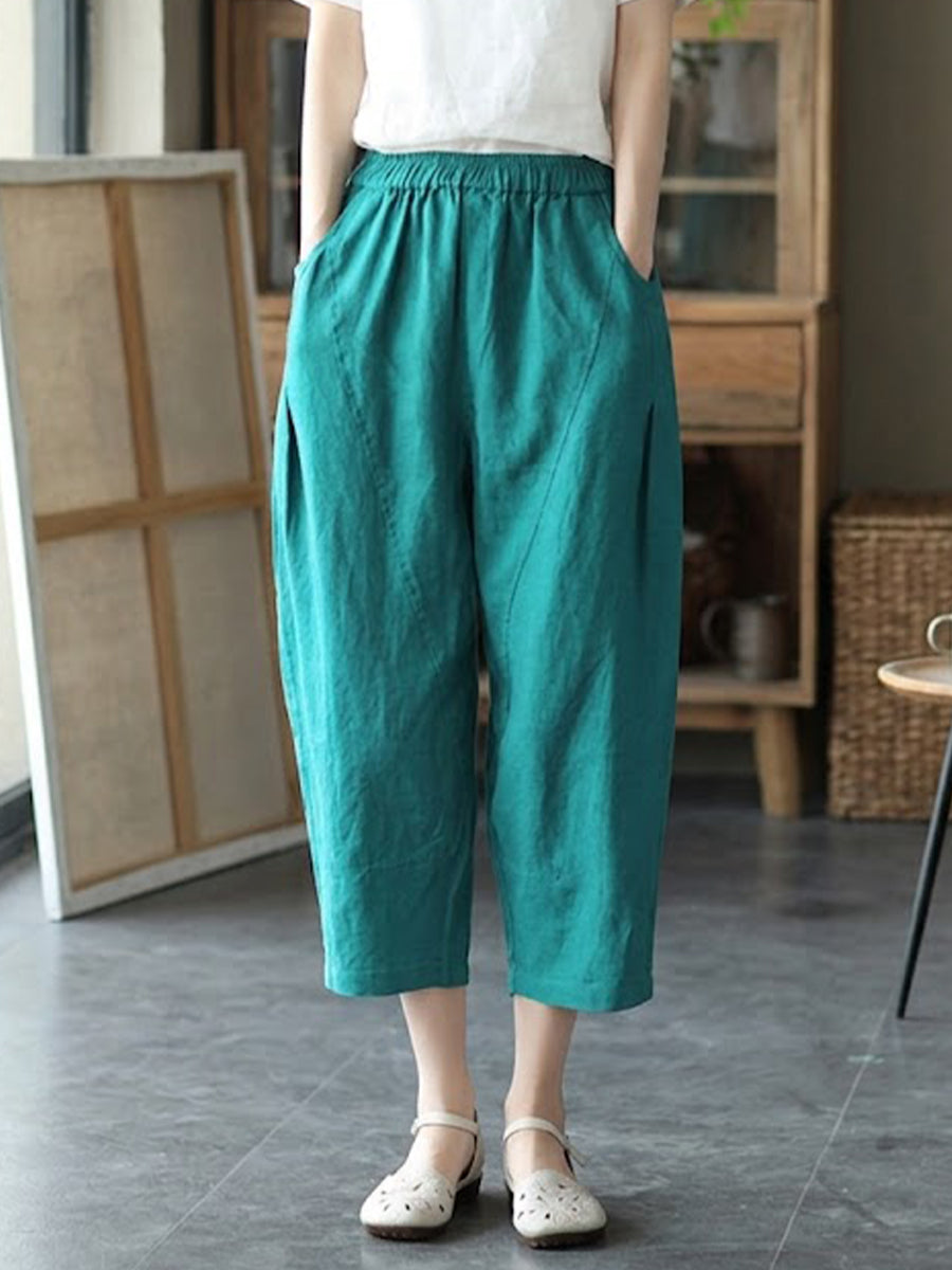 Casual Elastic waist Linen And Cotton Trousers, Lily & Sam, image 4