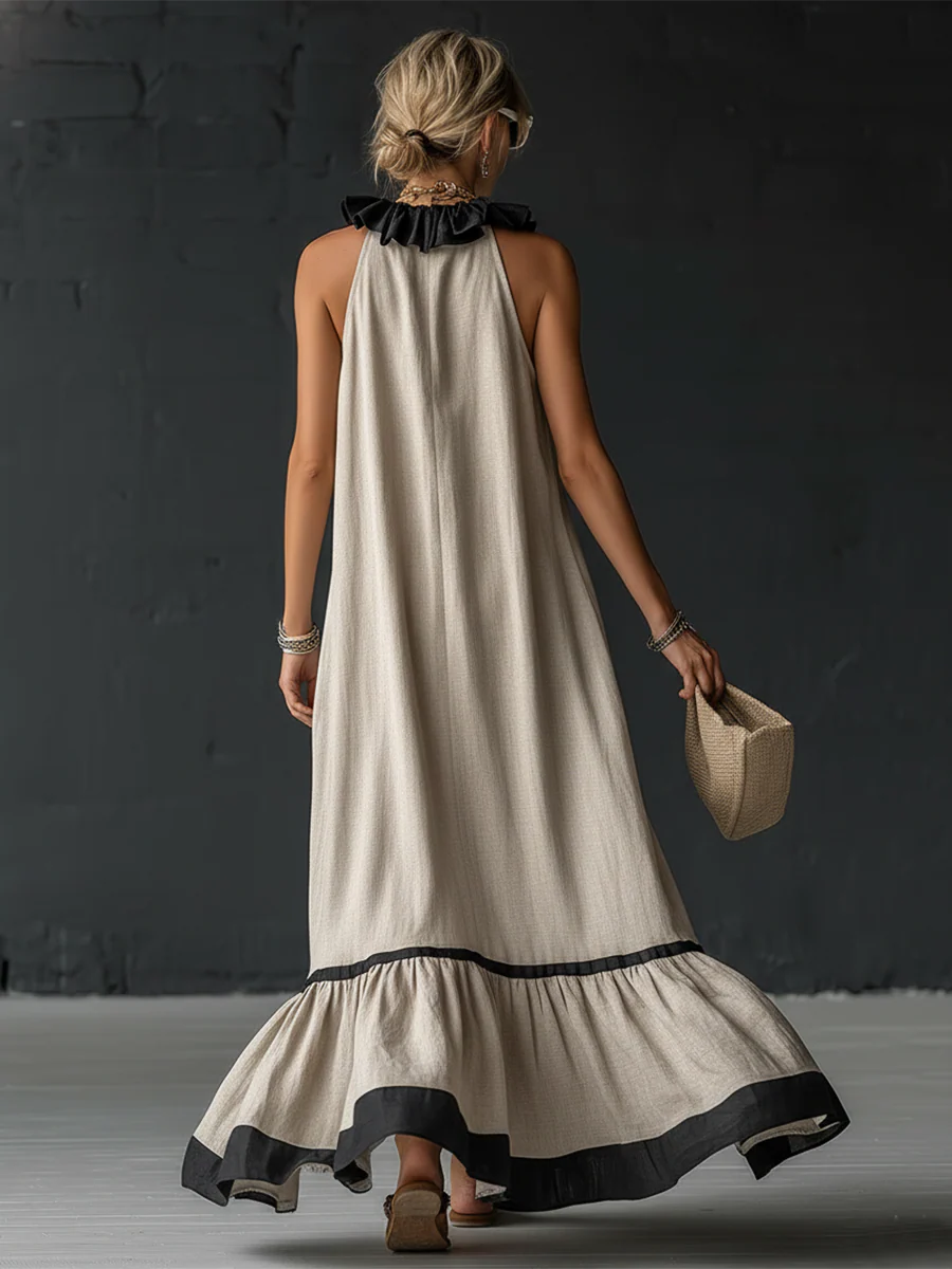 Romantic Ruffled Color blocked Maxi Dress, Lily & Sam, image 2
