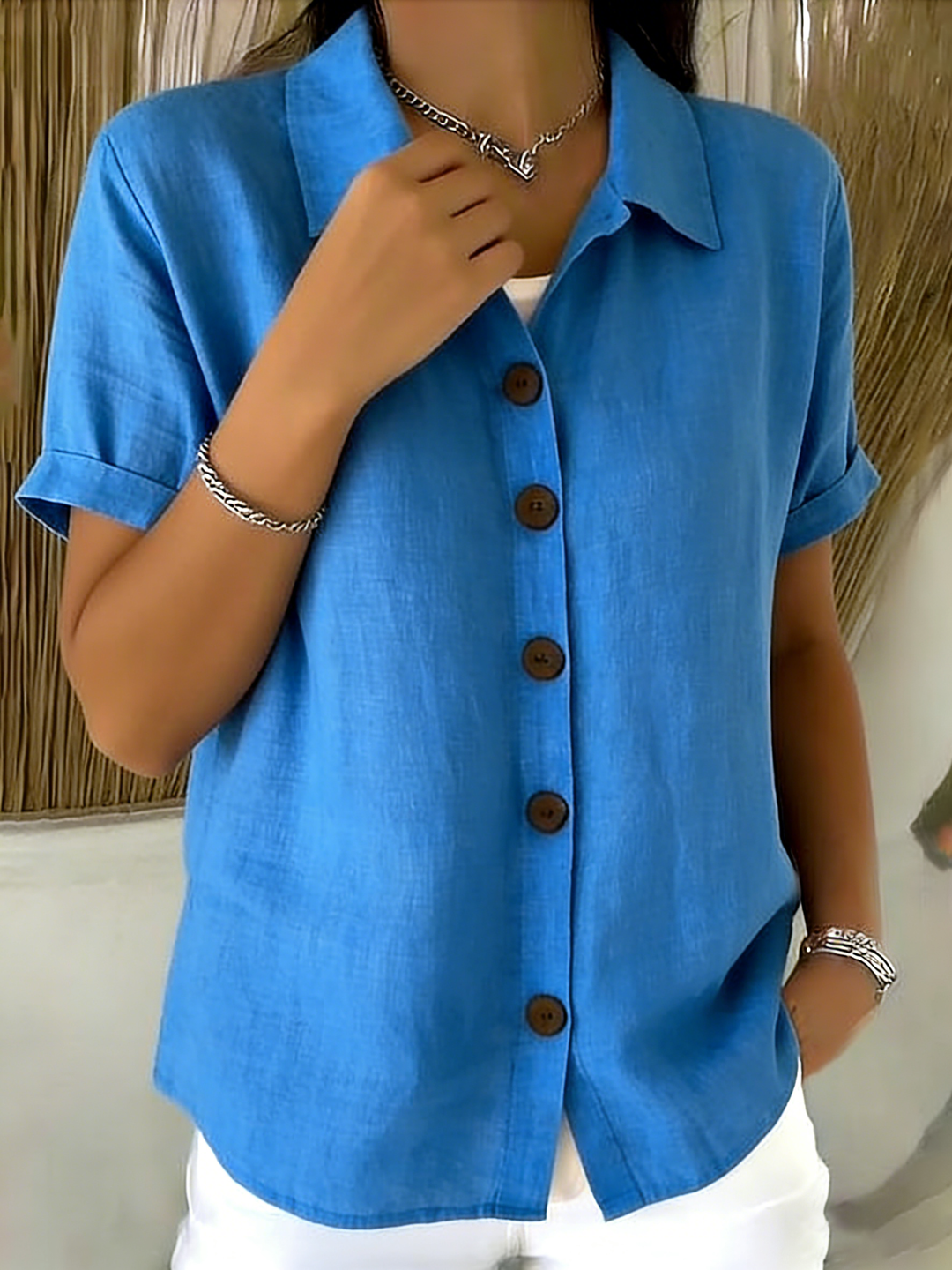 Casual Short Sleeve Summer Blouse, Lily & Sam, image 2