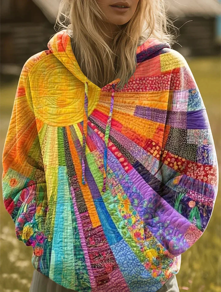 Bohemian Multicolor Patchwork Hoodie, Lily & Sam, image 1