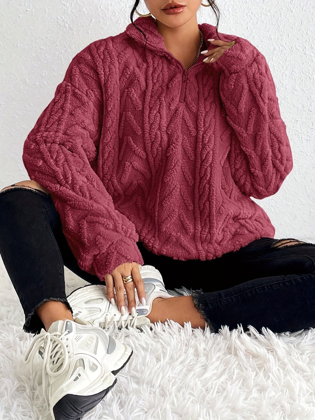 Fluffy Zip Sweater, Lily & Sam, image 9