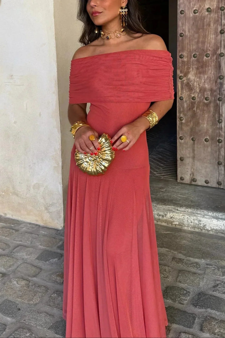 Robe longue d'été femme plissée à une épaule