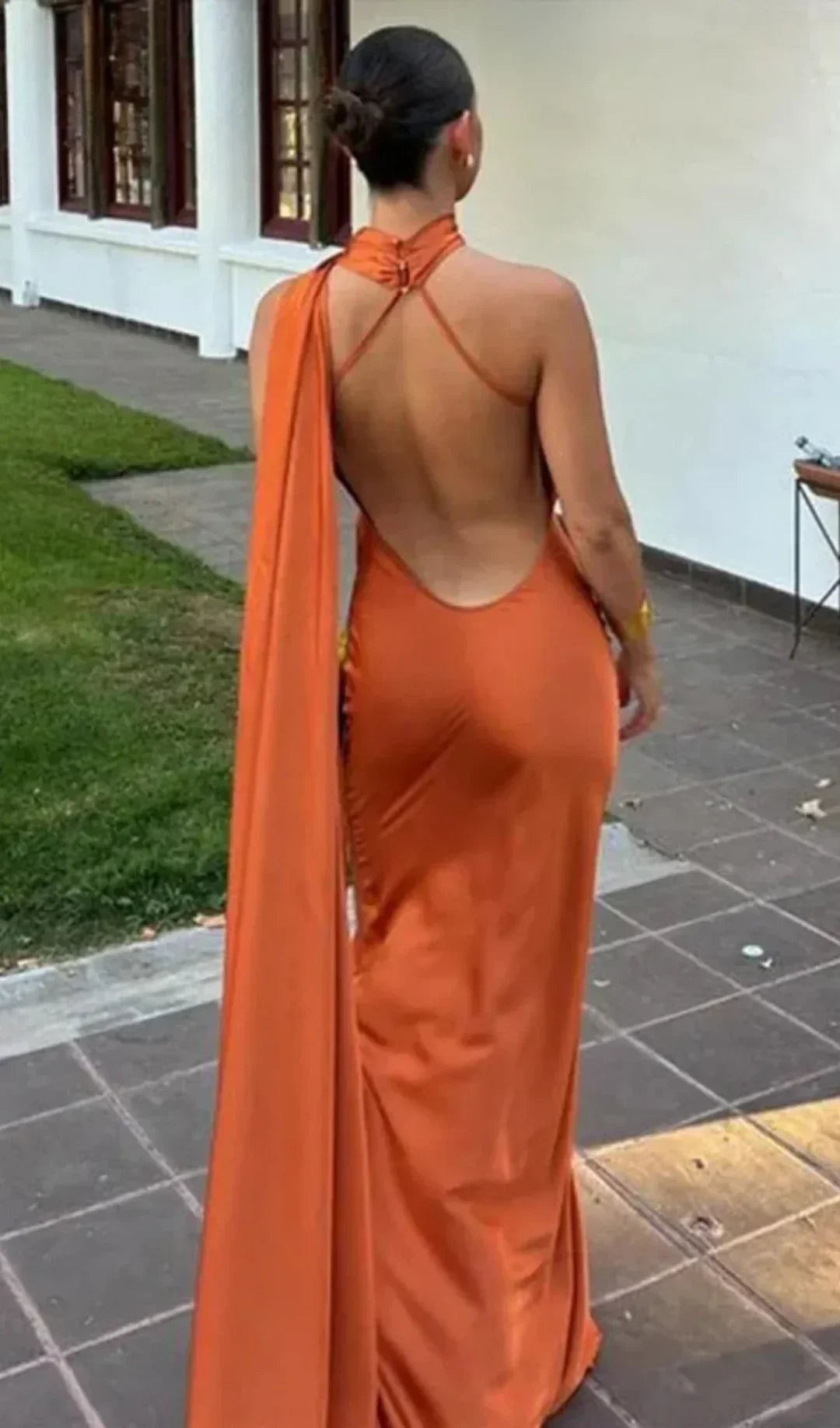 Robe longue femme drapée avec bretelle unique
