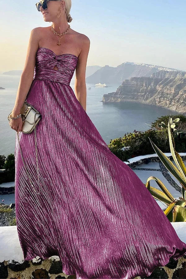 Robe longue bustier femme de soirée avec effet brillant