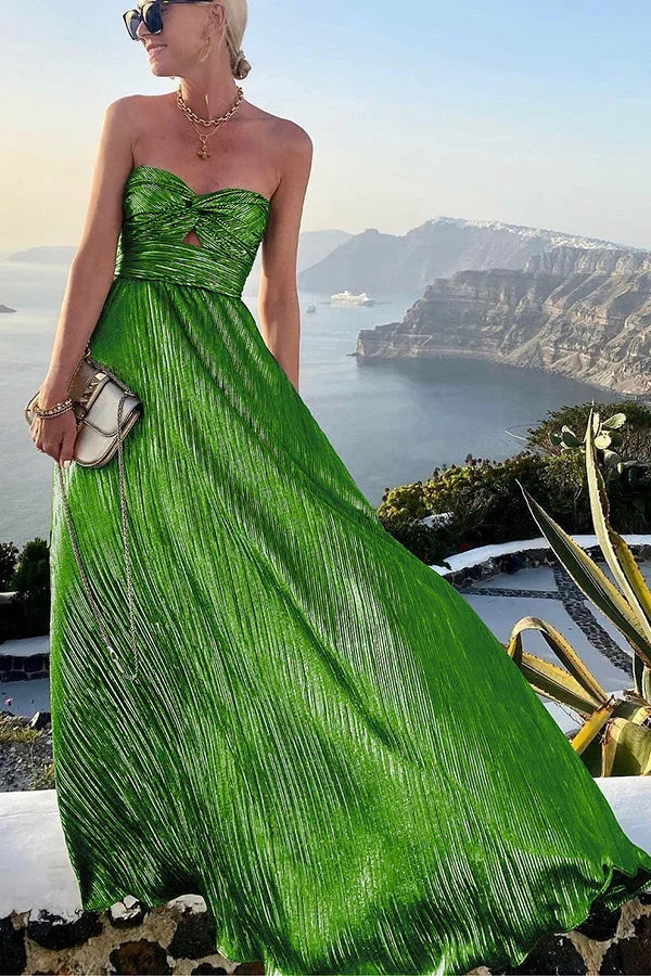 Robe longue bustier femme de soirée avec effet brillant
