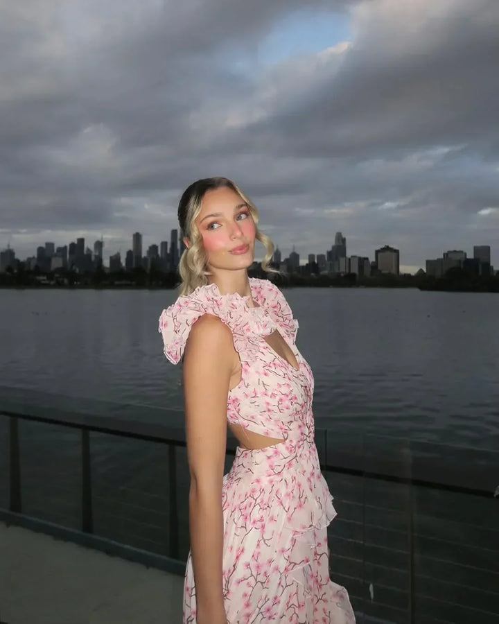 Robe longue femme à fleurs sans manches