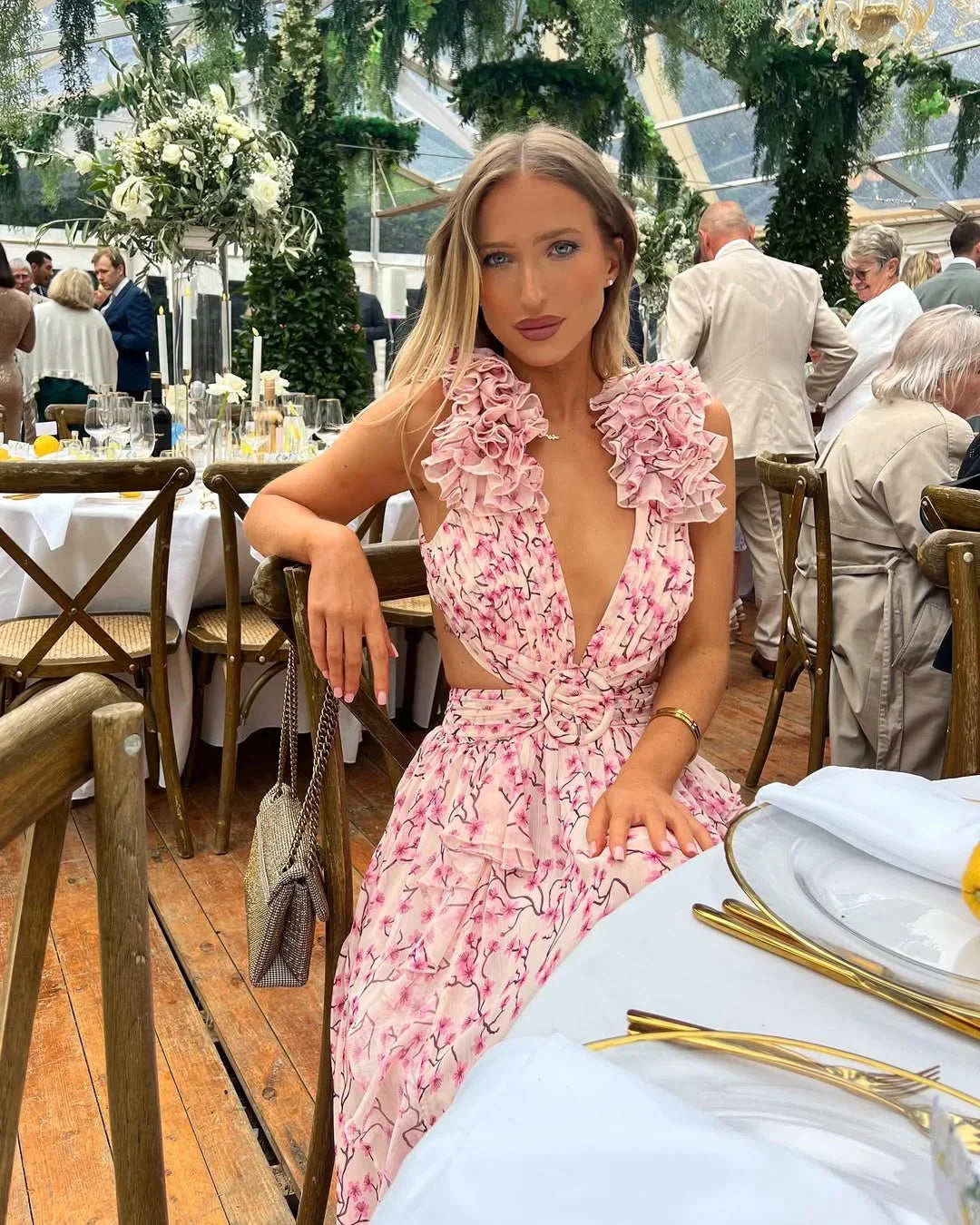 Robe longue femme à fleurs sans manches